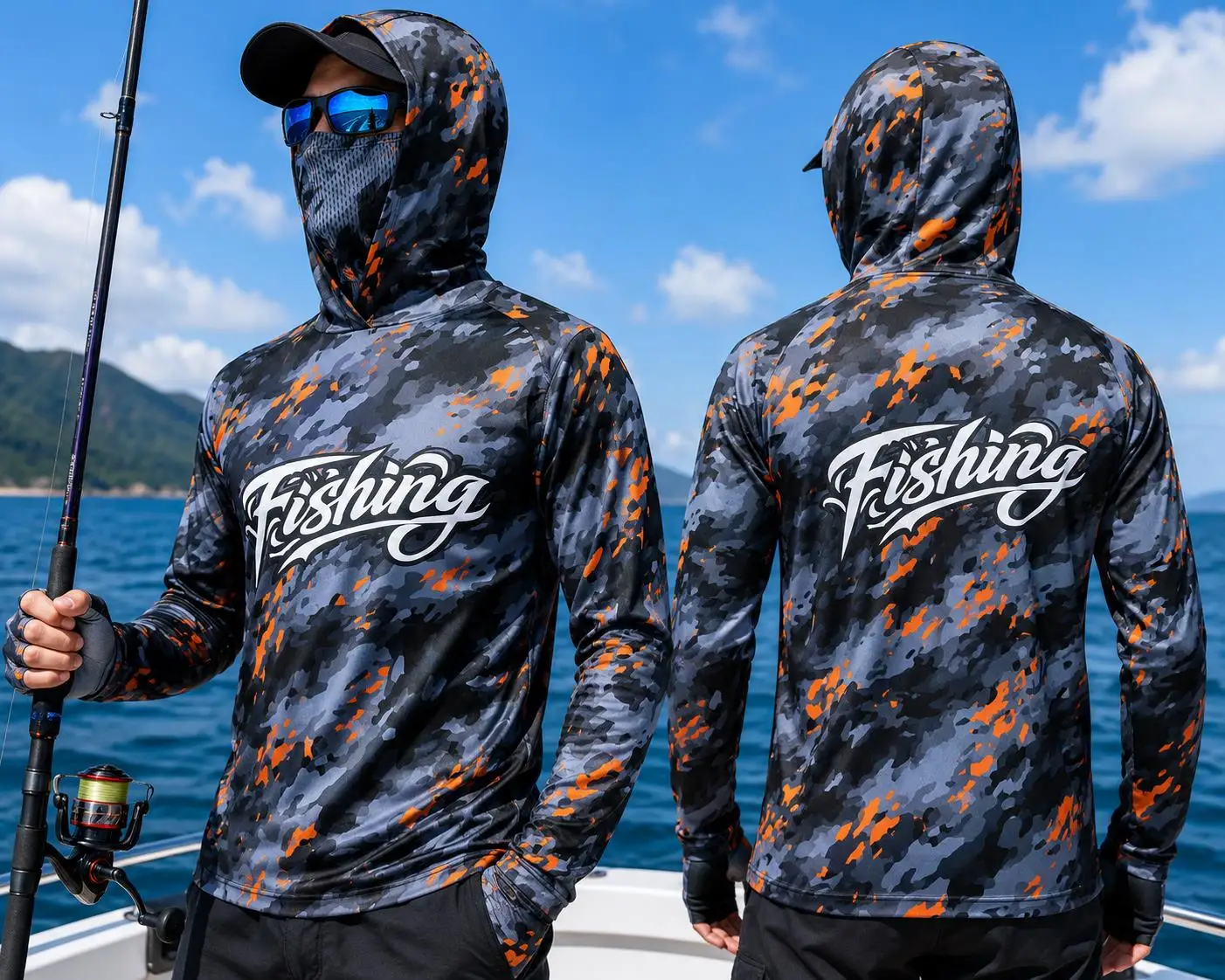 Fishing - Camisa de pesca masculina com capuz,