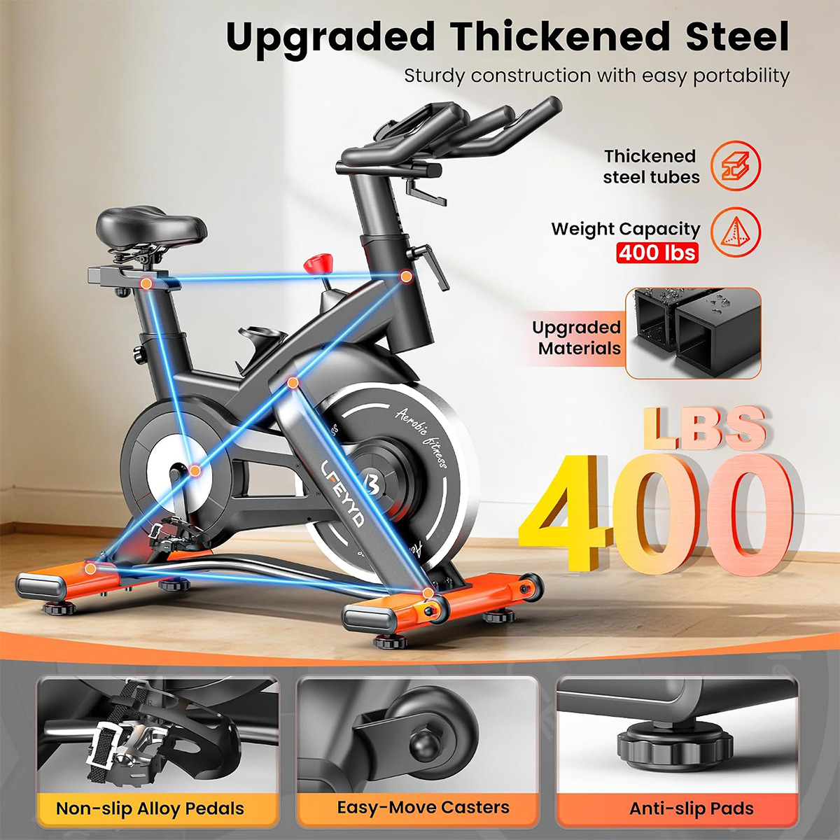 Bicicleta de exercício Pooboo, - Exercise Bike Magnetic Resistance avaliação e preço